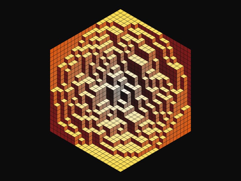 Isometric cubes forming a random lozenge tiling of a hexagon