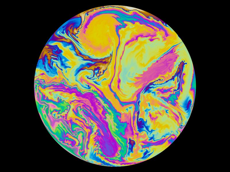 A swirling soap film in interference colours