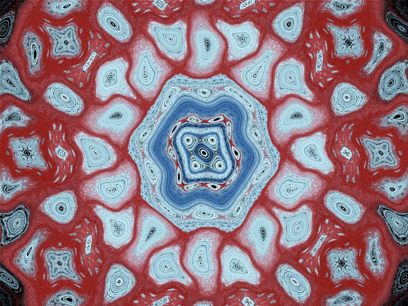 A fivefold web of chaotic orbits around islands of order
